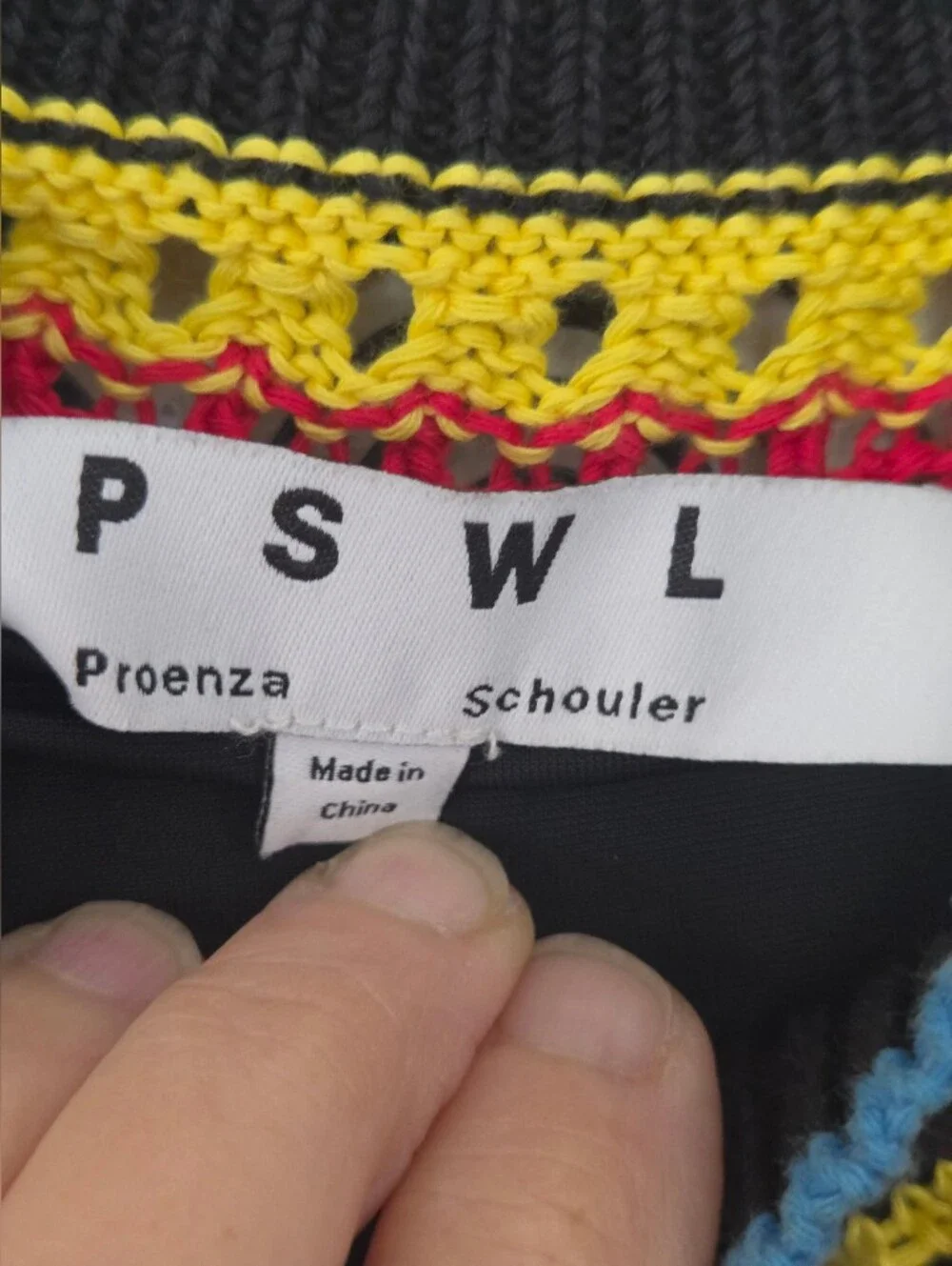 PSWL Proenza Schouler Black Knit Crochet Trim Midi Maxi Dress Small
